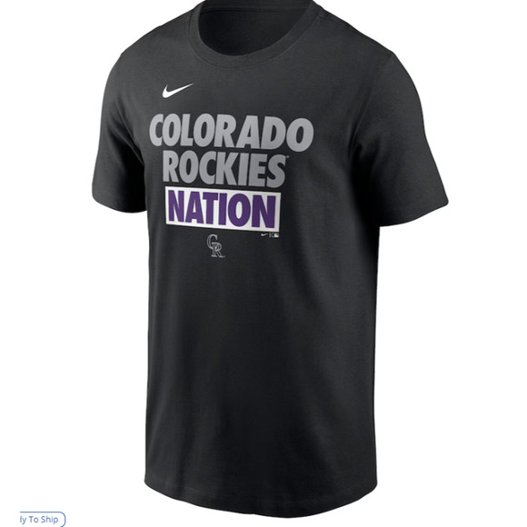 Men's Colorado Rockies Nike Black Rally Rule T-Shirt S - Picture 2 of 3